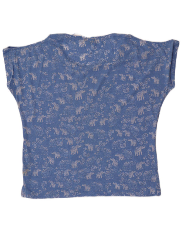 Blusa feminina estampada com ombro de fora da M&Co Reino Unido 16 grande azul floral