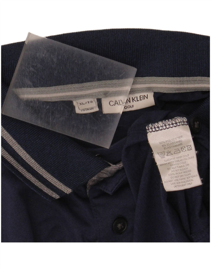 Camisa pólo de golfe masculina CALVIN KLEIN XL azul marinho poliéster