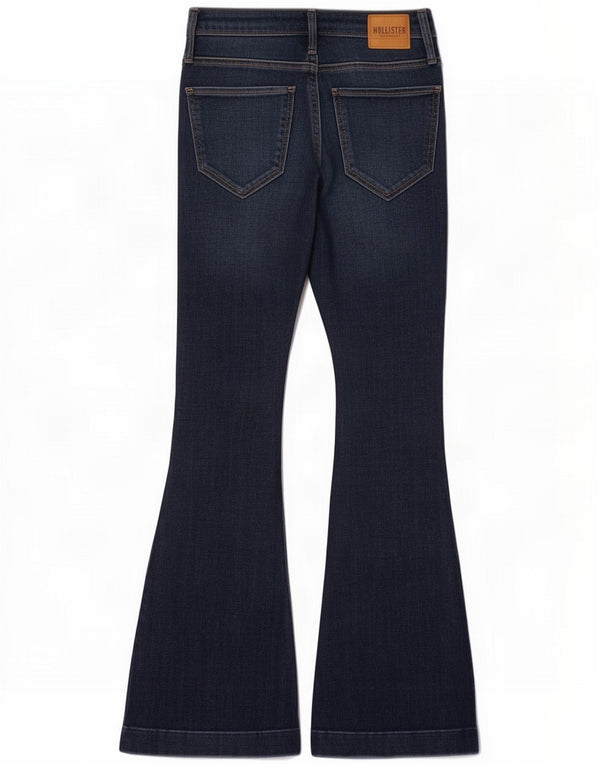 Hollister Womens Flared Jeans W25 L30 Azul Marinho Algodão