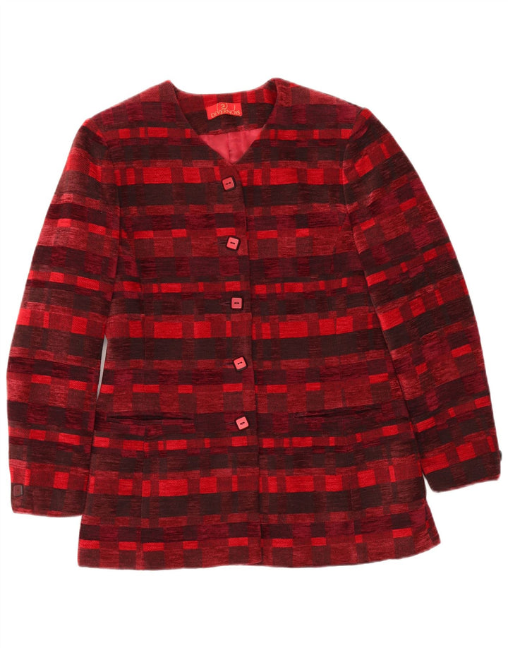 Jaqueta blazer feminina DEVERNOIS PARIS com 5 botões Reino Unido 12 médio vermelho geométrico
