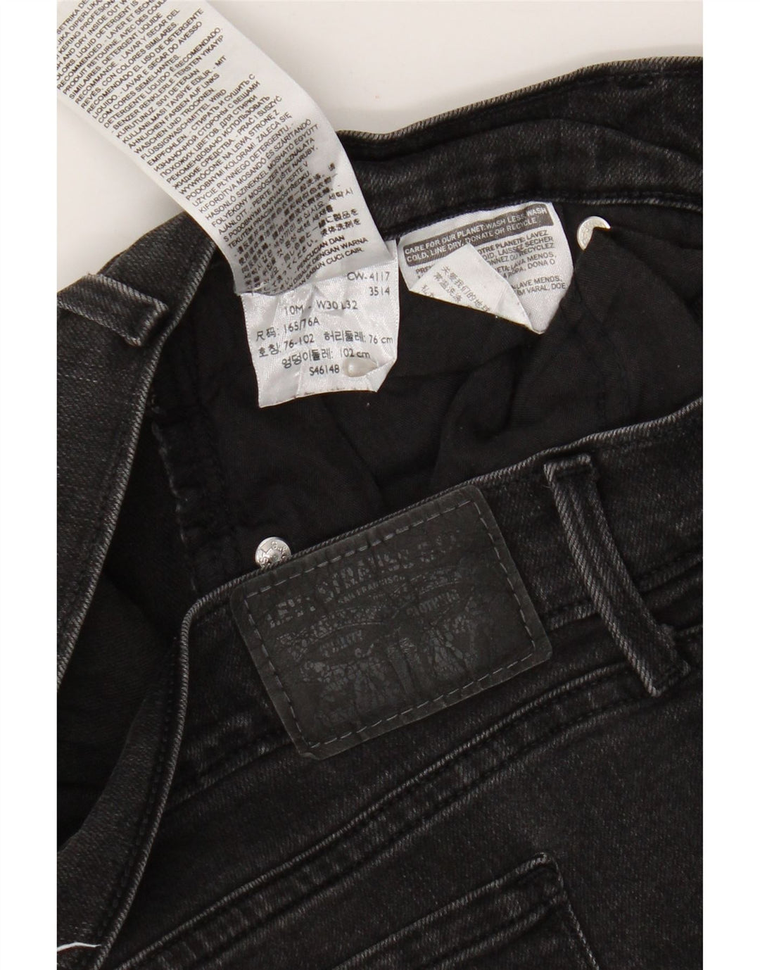 Calça jeans feminina Levi's 505 Straight W30 L32 algodão preto