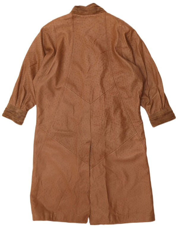 Vintage Womens Oversized Leather Coat EU 40 Medium Beige Leather