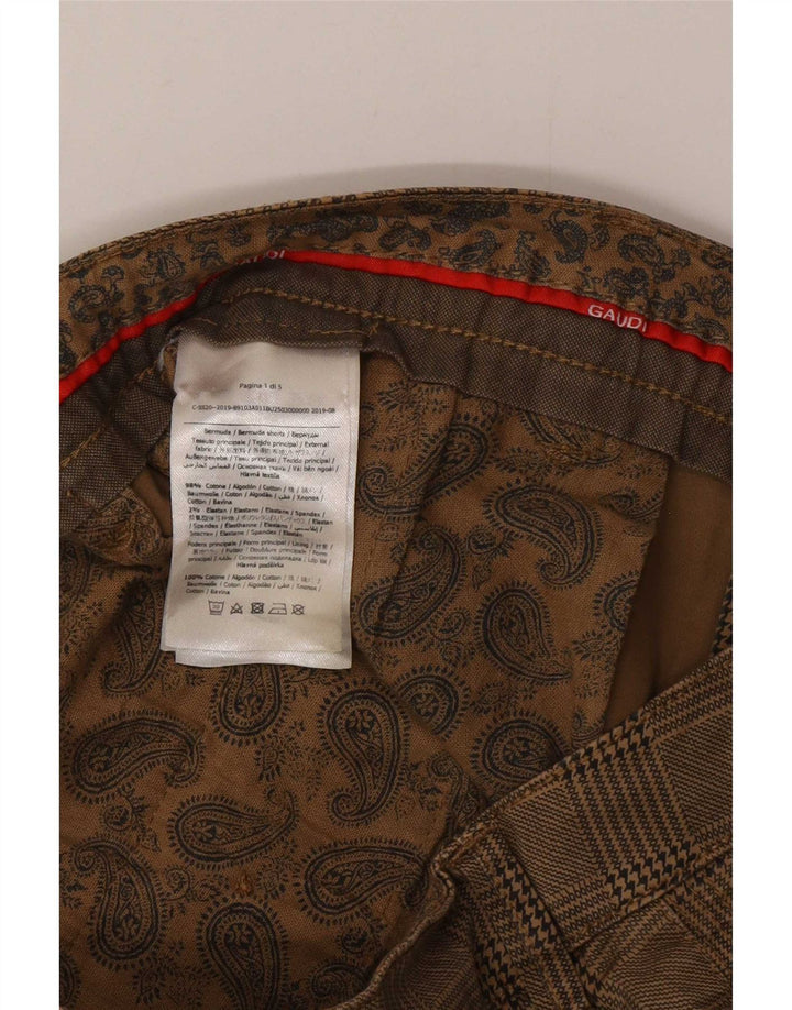 Gaudi Masculino Dakota Chino Shorts W32 Médio Marrom Xadrez Algodão