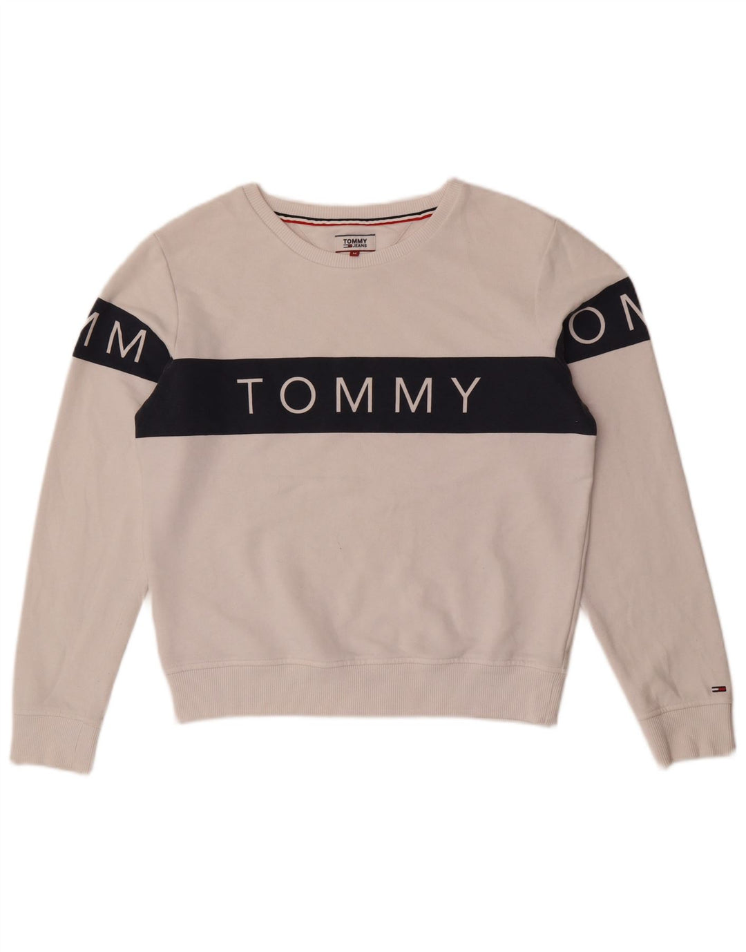 Tommy Hilfiger moletom feminino jumper UK 14 médio branco colorblock