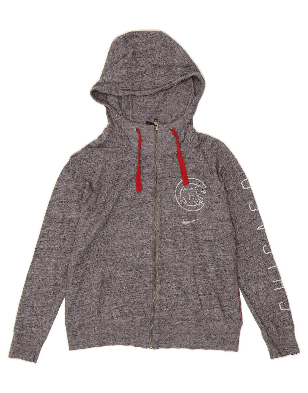 NIKE Womens Graphic Zip Hoodie Sweater UK 16 Large Grey Cotton Vintage Nike and Second-Hand Nike from Messina Hembry 