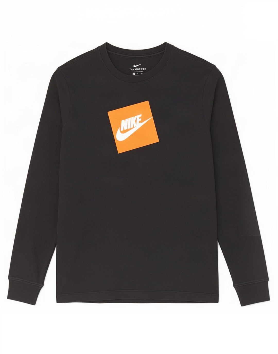 Top gráfico masculino Nike manga comprida pequeno algodão preto