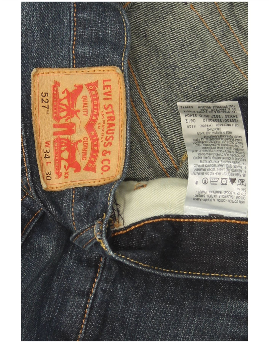Levi's Masculino 527 Bootcut Jeans W34 L30 Azul Marinho Algodão