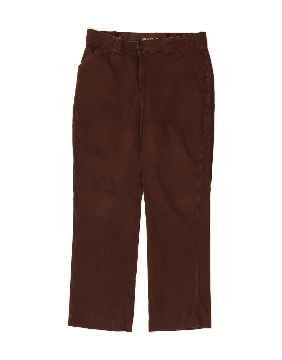 LEE Womens Straight Casual Trousers US 14 XL W36 L30 Brown Cotton Vintage Lee and Second-Hand Lee from Messina Hembry 