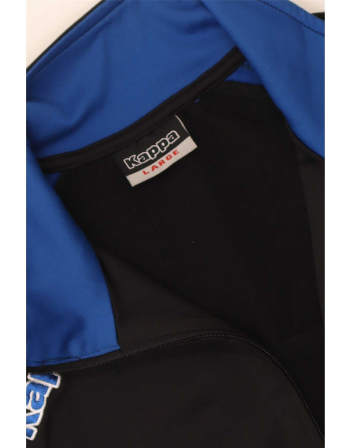Kappa Mens Graphic Tracksuit Top Jacket Grande Preto Colorblock Poliéster