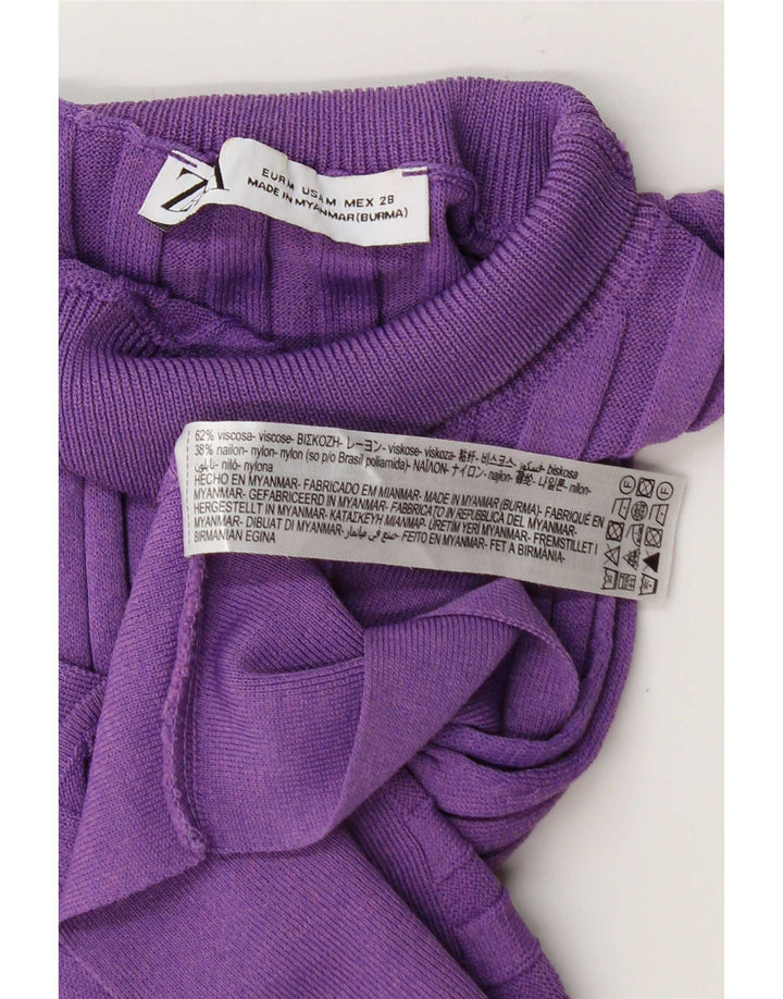 Zara Womens Crop Vest Top UK 12 Médio Roxo Viscose