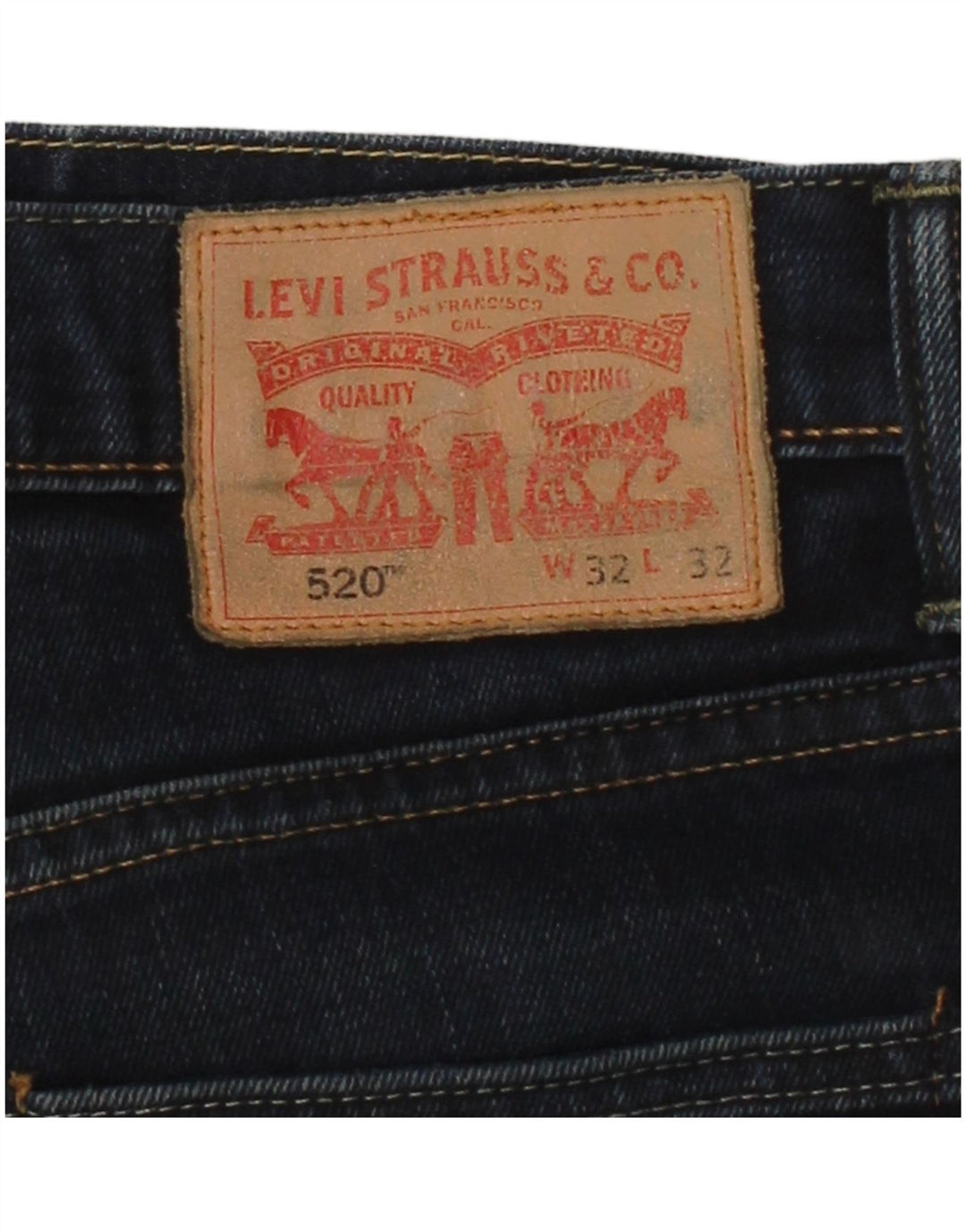 LEVI'S Masculino 520 Slim Jeans W32 L28 Azul Marinho Algodão