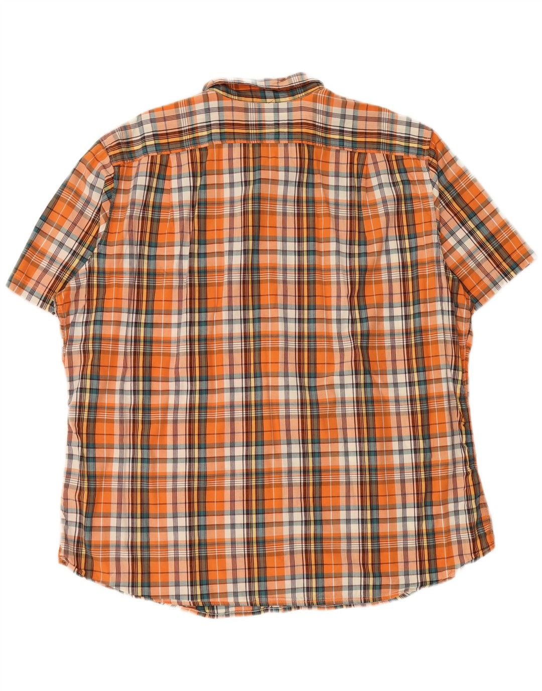 EDDIE BAUER Camisa masculina de manga curta 2XL algodão xadrez laranja