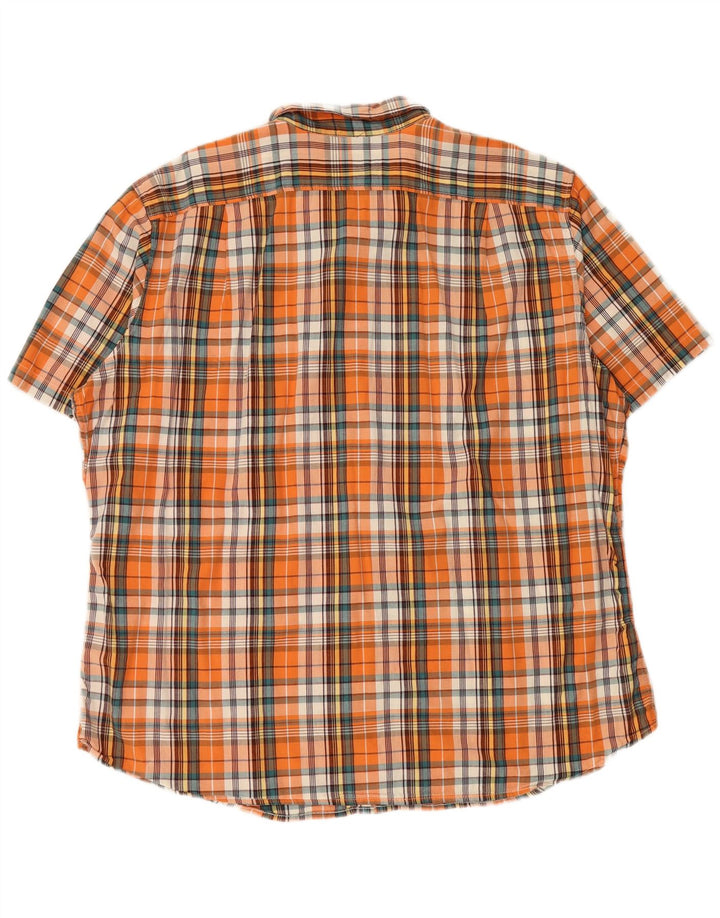 EDDIE BAUER Camisa masculina de manga curta 2XL algodão xadrez laranja