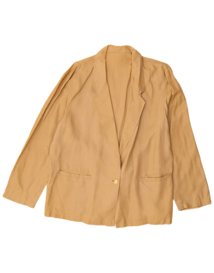 Jaqueta blazer feminina vintage com 1 botão Reino Unido 16 grande bege