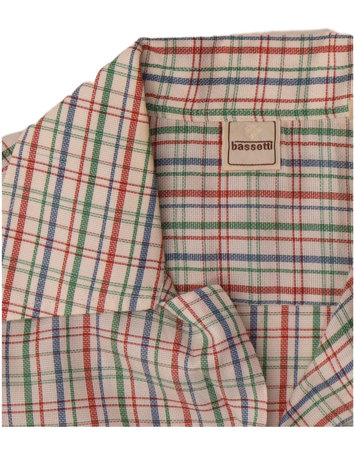 Camisa masculina de manga curta Bassetti tamanho 37 14 1/2 pequena xadrez multicolorida