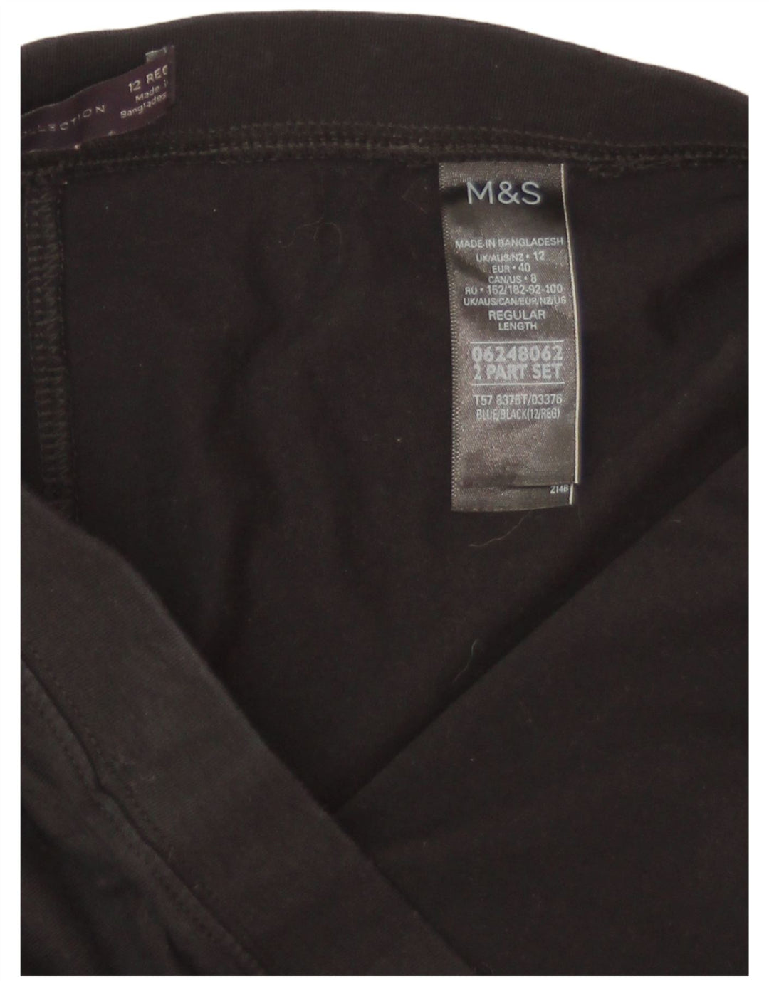 Leggings femininos Marks & Spencer UK 12 algodão preto médio