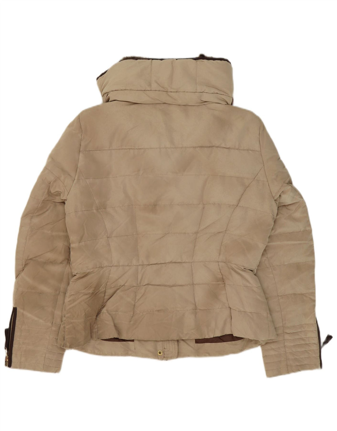 Jaqueta acolchoada feminina Zara UK 18 XL poliéster bege