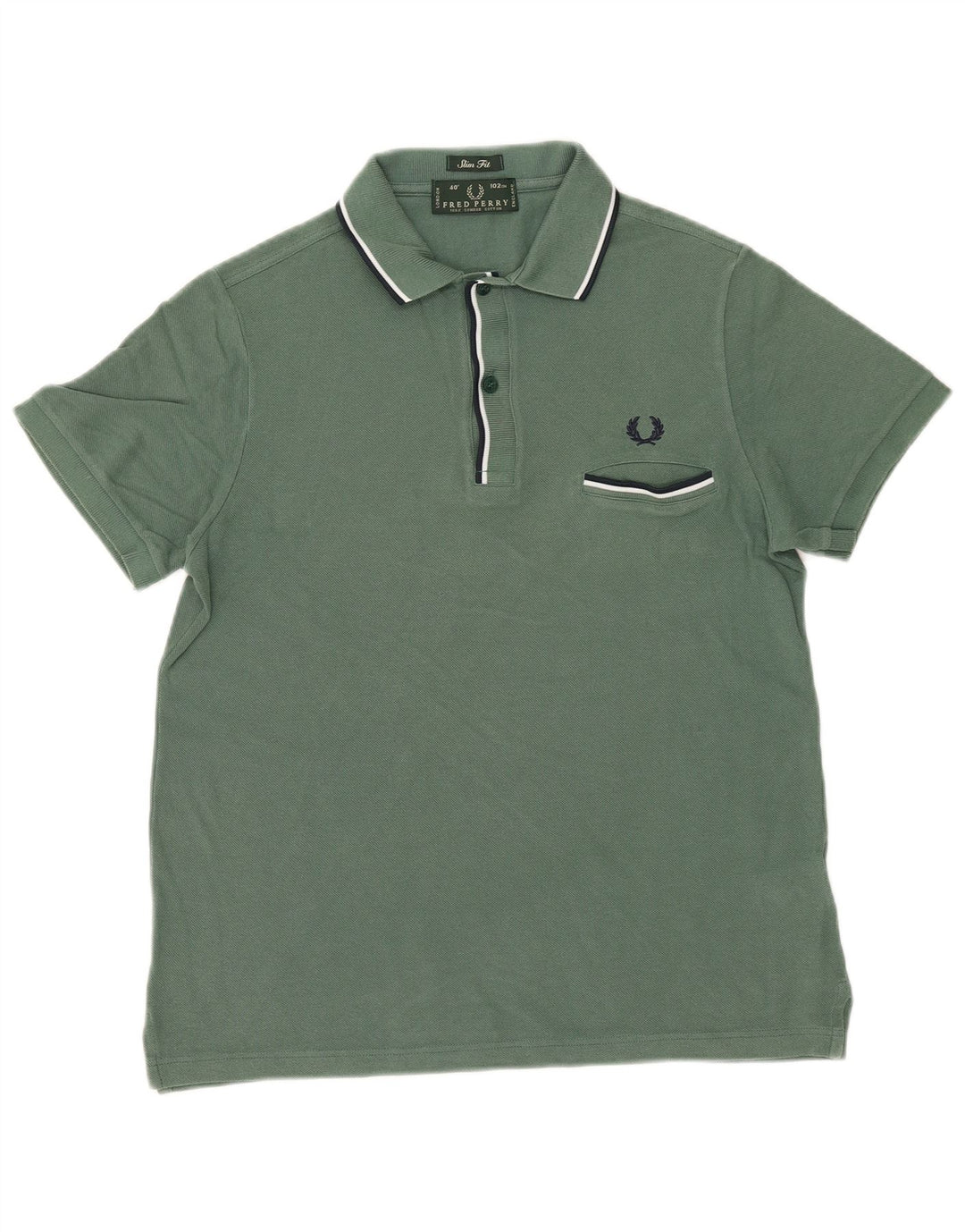 Camisa polo masculina Slim Fit Fred Perry de algodão verde médio