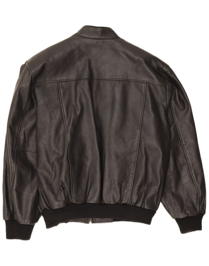 Jaqueta de couro masculina vintage UK 42 XL preta