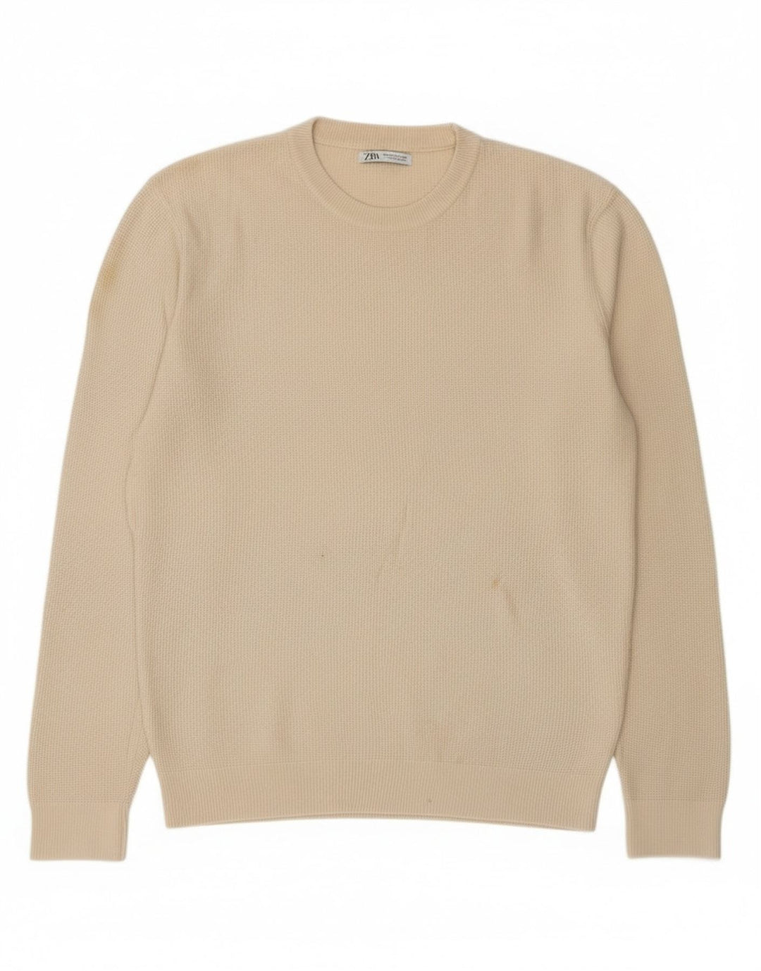 Zara Suéter masculino com gola redonda e algodão branco médio