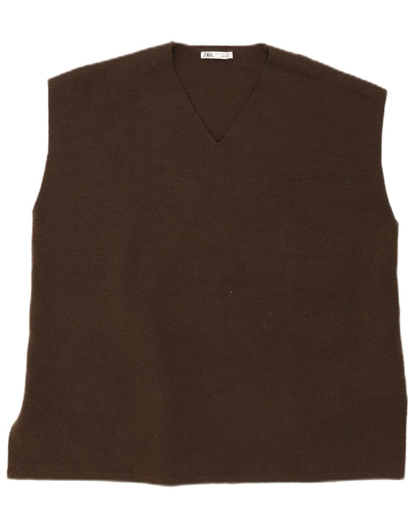 Zara Womens Vest Tank Top UK 16 Grande Poliéster Verde