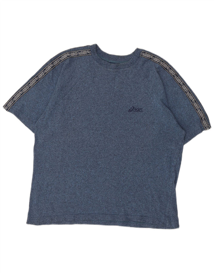 Camiseta gráfica masculina Asics Top grande algodão colorblock azul