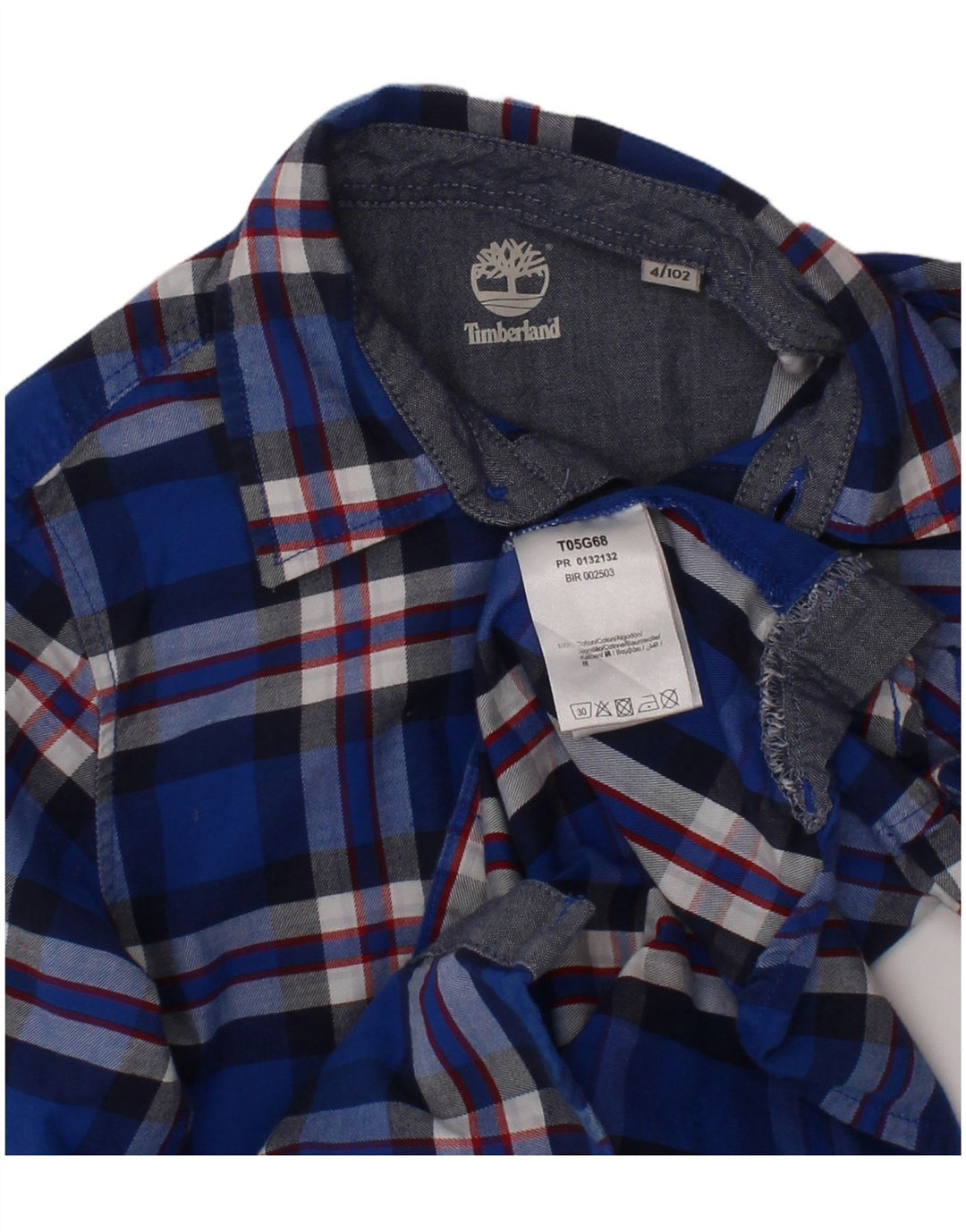Camisa de flanela masculina Timberland 3-4 anos algodão xadrez azul