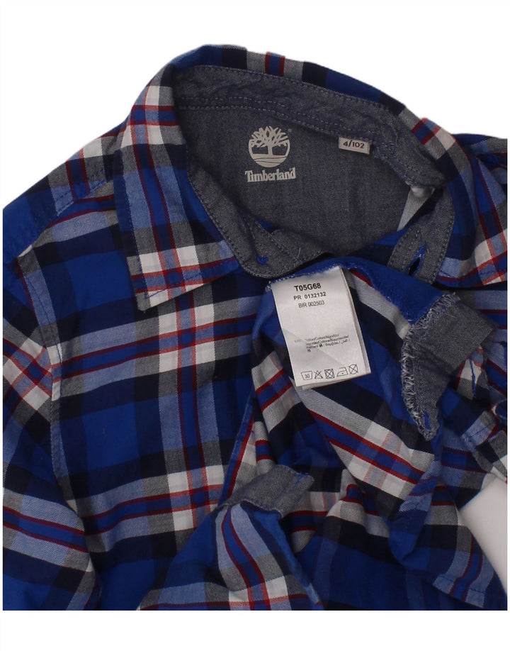 Camisa de flanela masculina Timberland 3-4 anos algodão xadrez azul