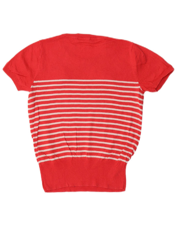 Suéter feminino Oasis com gola redonda e listrado vermelho Reino Unido 6 XS