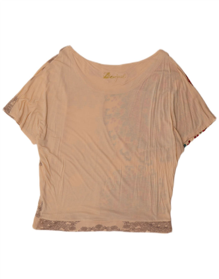 Blusa Batwing feminina Desigual Top UK 12 Médio Off White Floral