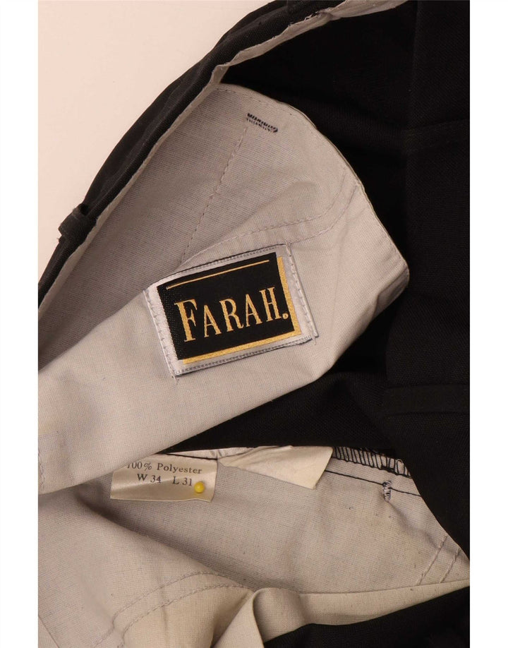 Farah Mens Pegged Suit Calça W34 L31 Poliéster Preto
