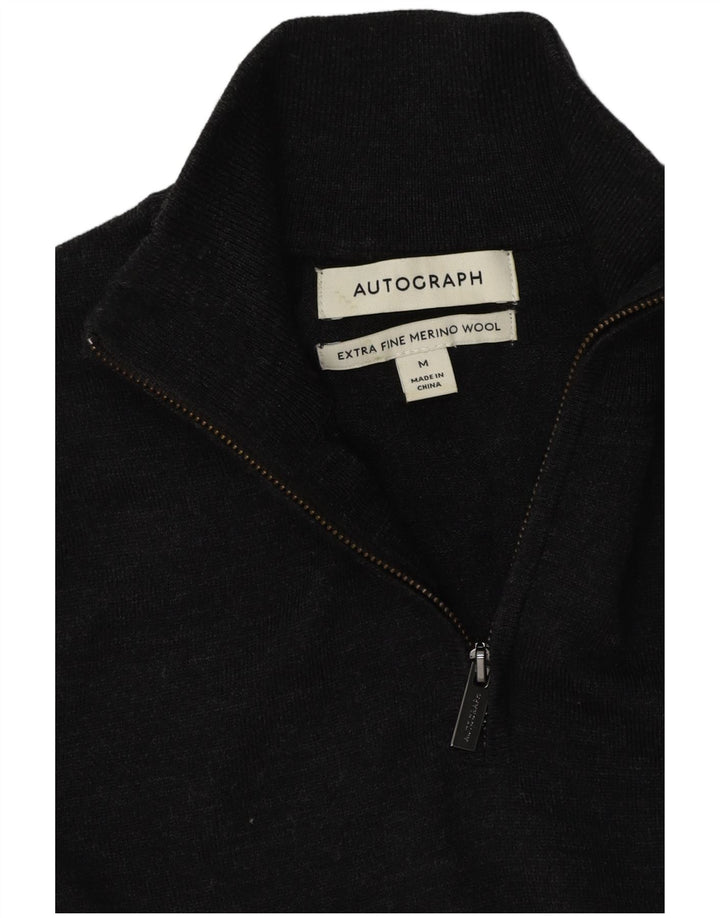 Suéter masculino Marks & Spencer Autograph com zíper e gola cinza médio