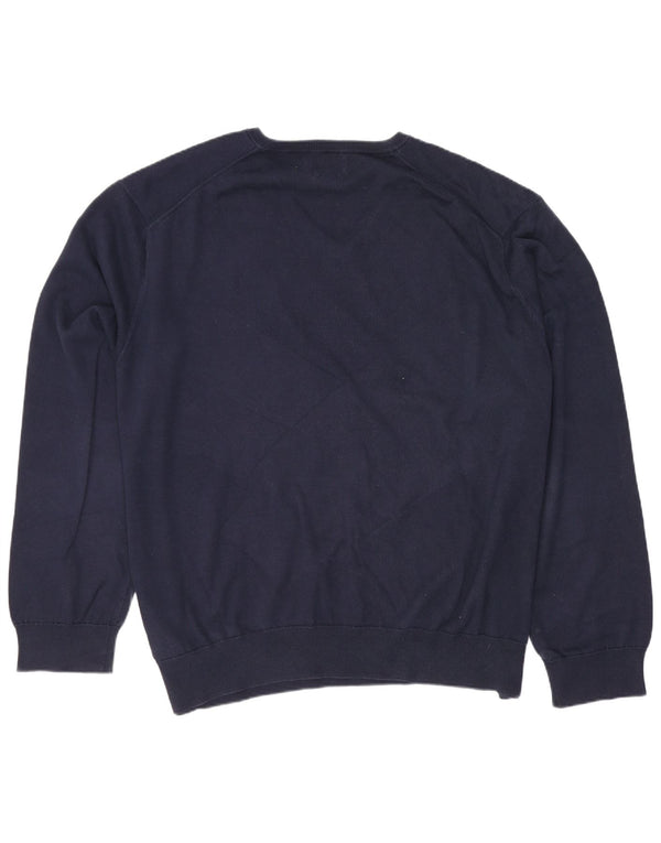 Suéter feminino Polo Ralph Lauren com decote em V UK 20 2XL algodão azul marinho