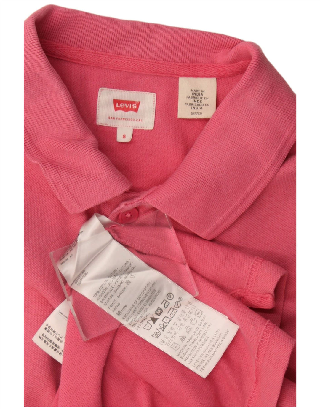 Camisa polo masculina Levi's pequena rosa algodão