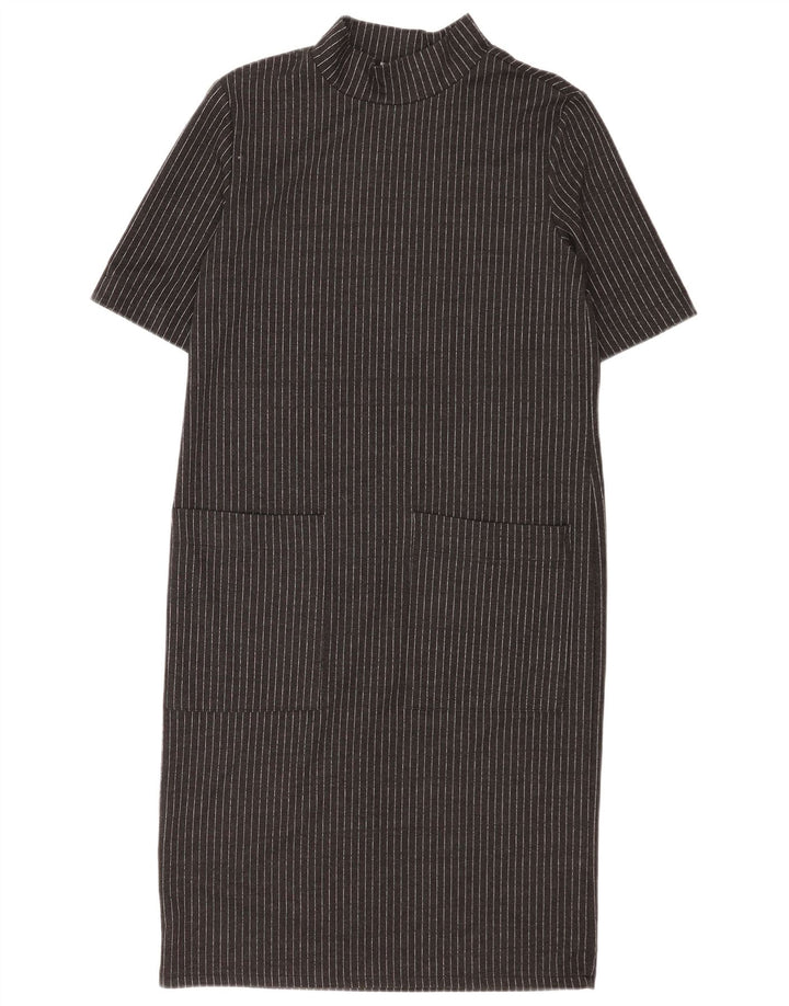 Vestido feminino Zara Shift UK 10 pequeno listrado preto