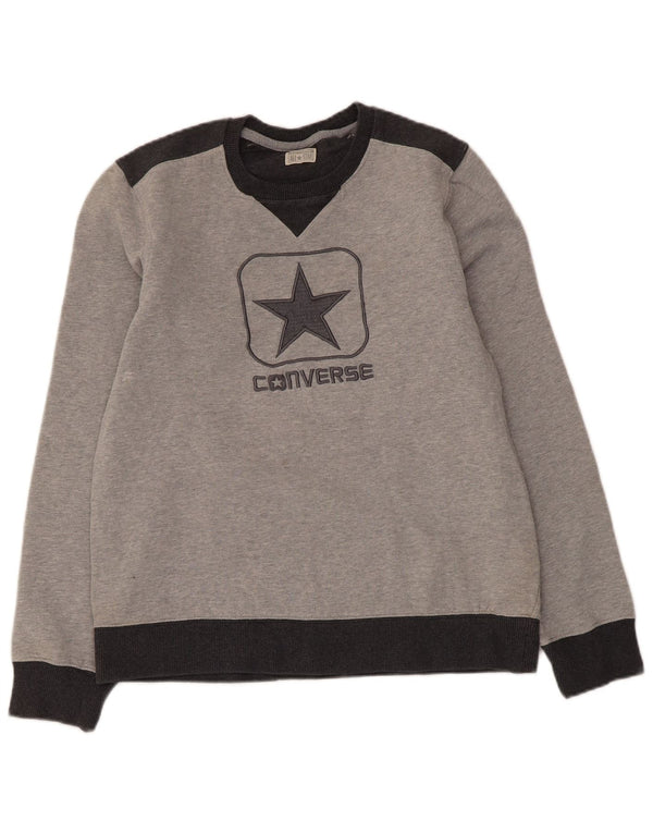 Converse feminino gráfico moletom jumper UK 14 cinza médio colorblock