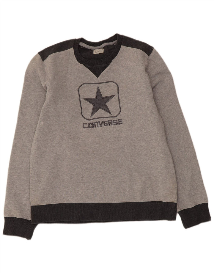 Converse feminino gráfico moletom jumper UK 14 cinza médio colorblock