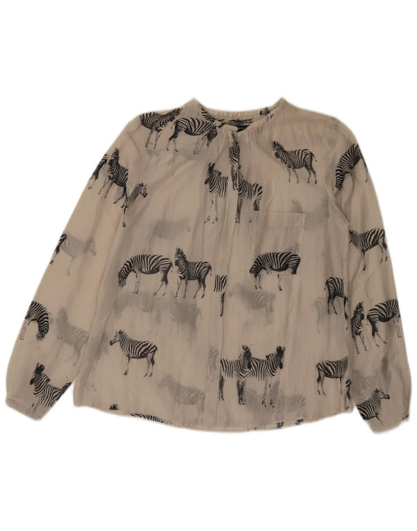Blusa feminina oversized ZARA UK 10 pequena estampa animal off white