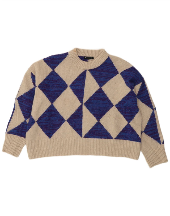 Suéter feminino Whistle com gola redonda e gola redonda, Reino Unido 10, lã bege pequena