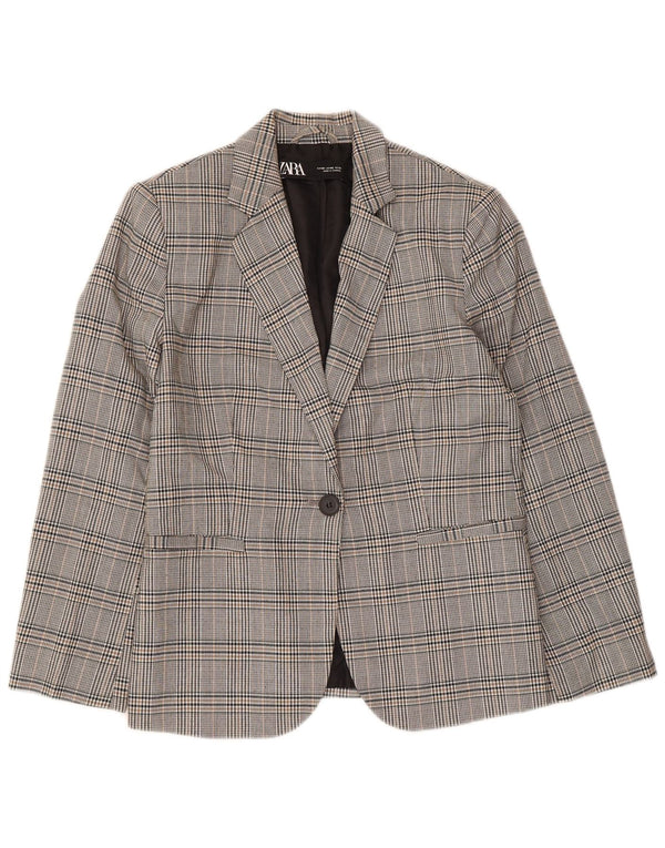 Jaqueta blazer feminina Zara com 1 botão UE 38 pequeno cinza houndstooth