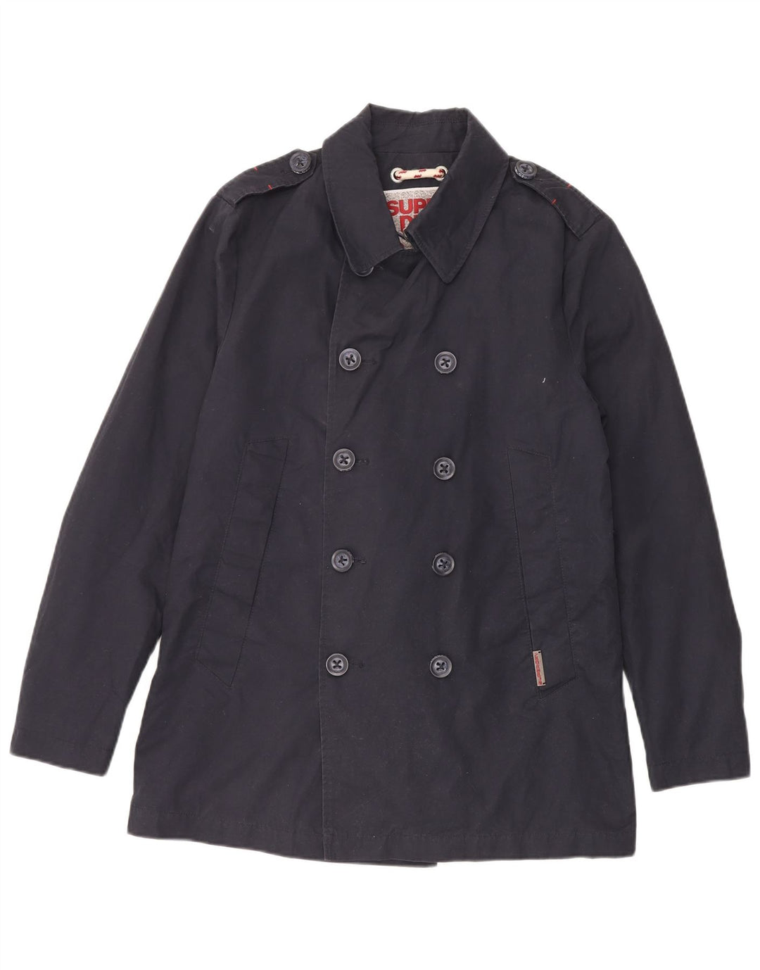 Superdry Mens Pea Coat UK 40 Grande Algodão Azul Marinho
