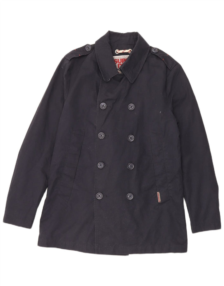 Superdry Mens Pea Coat UK 40 Grande Algodão Azul Marinho