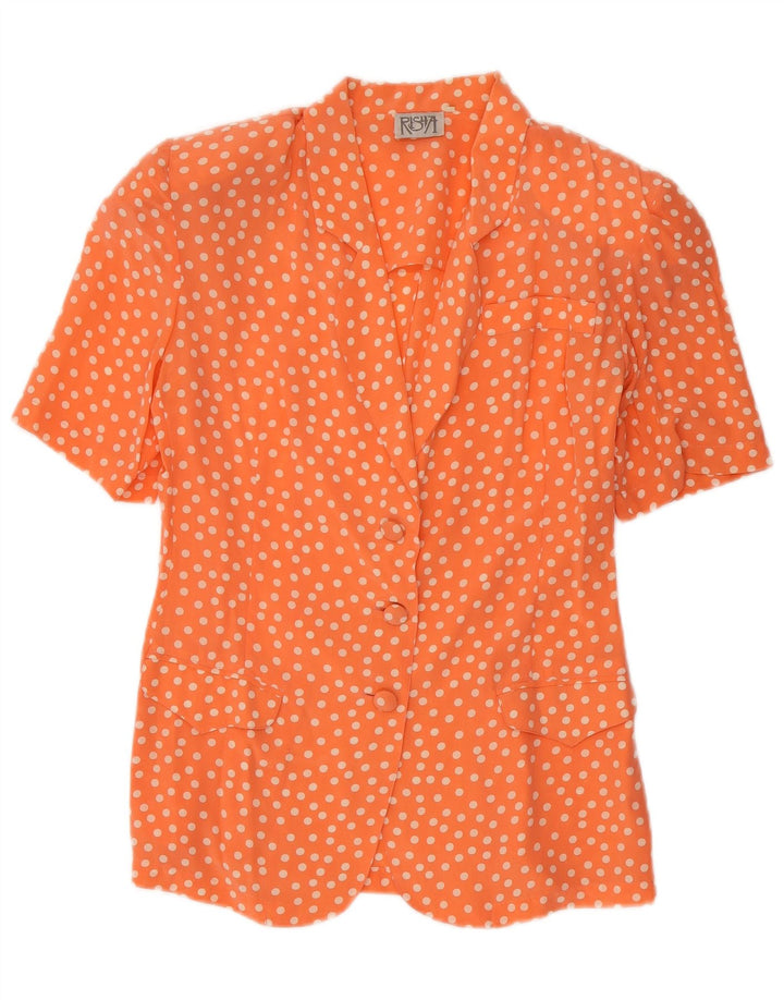 Jaqueta blazer feminina vintage de manga curta IT 42 bolinhas laranja média