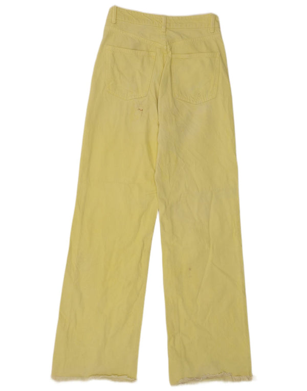 Calça jeans feminina Zara com perna larga EU 36 XS W26 L31 amarelo