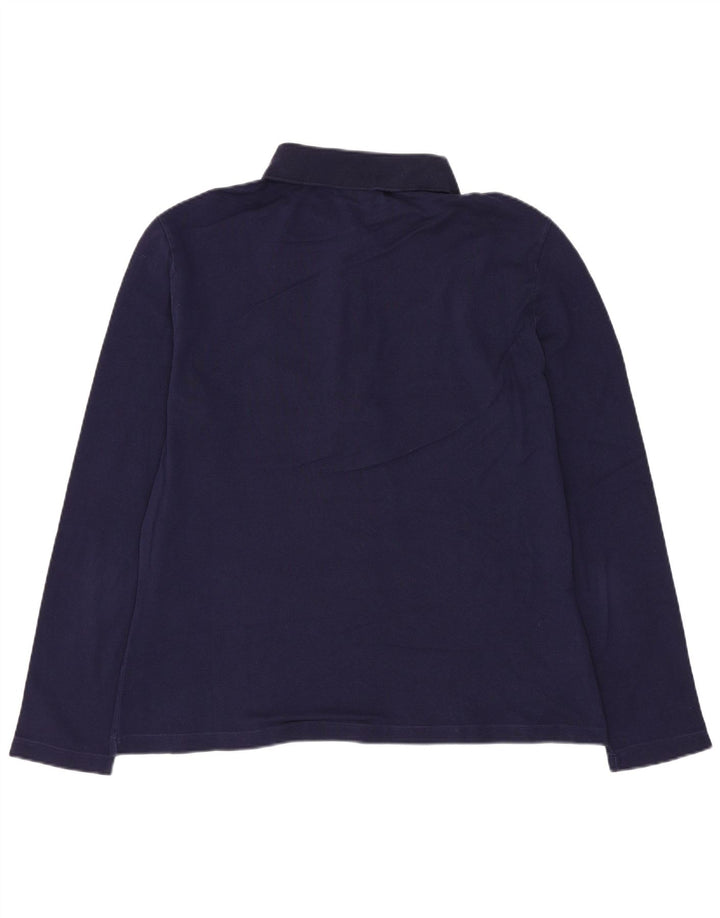 Lacoste camisa polo feminina de manga comprida slim fit tamanho 44 grande azul marinho