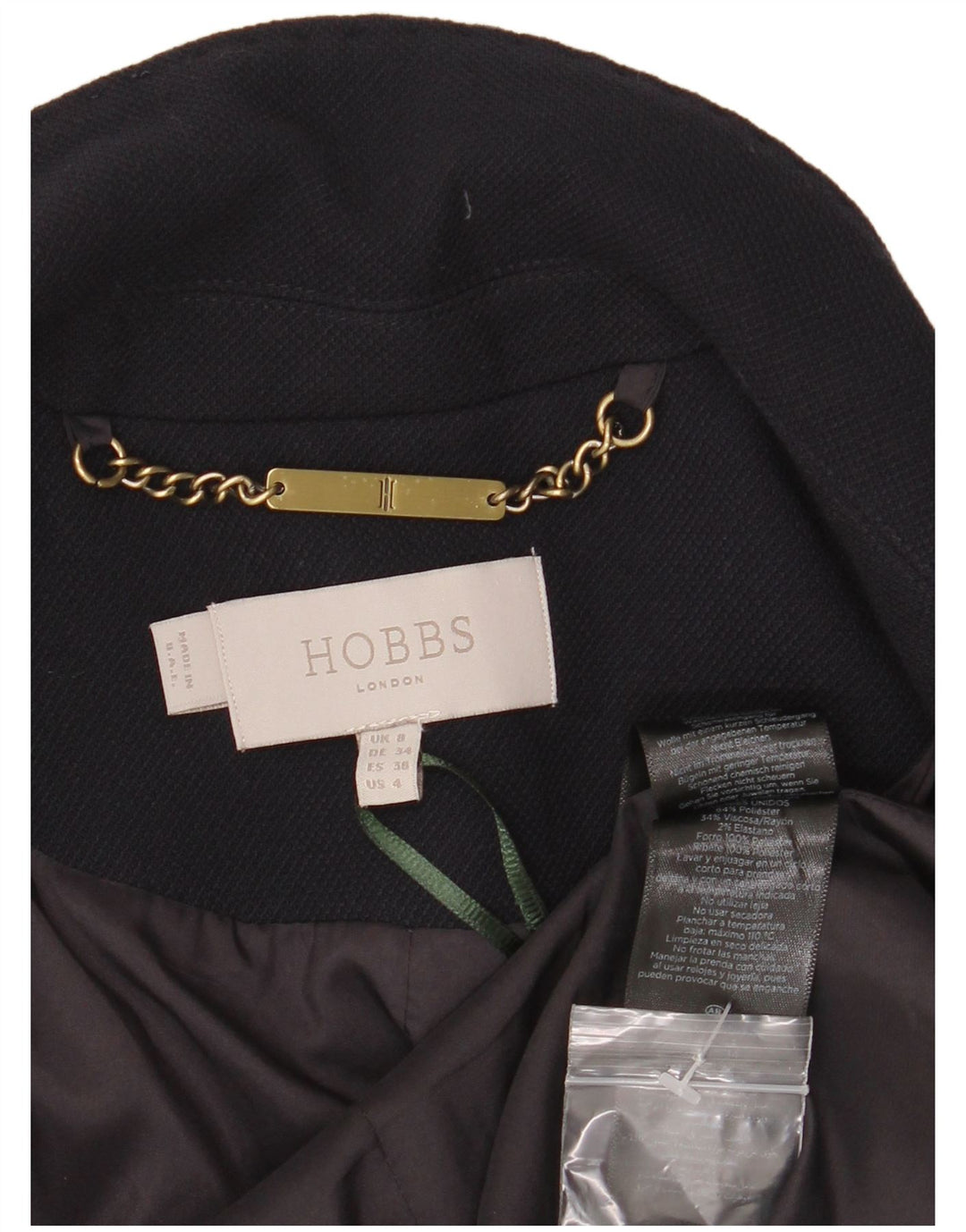 Jaqueta blazer feminina Hobbs com 1 botão Reino Unido 8 poliéster azul marinho pequeno