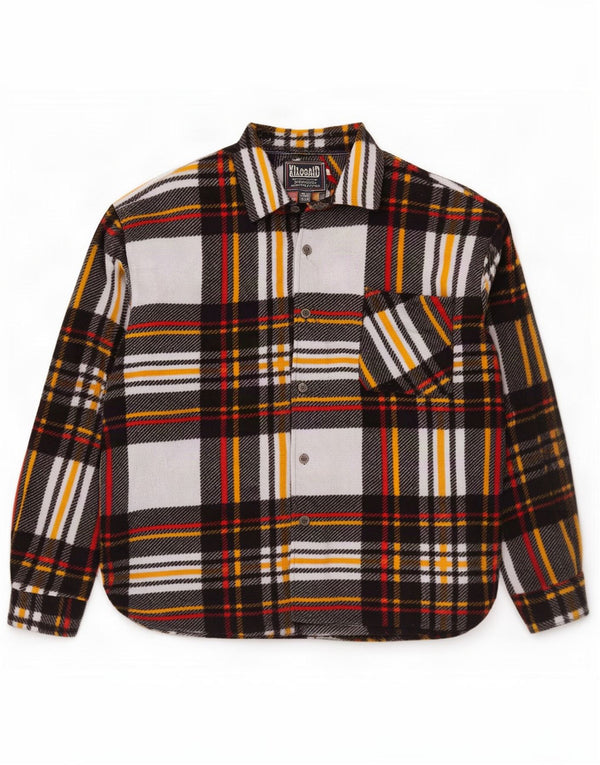 Camisa de lã masculina vintage grande poliéster xadrez multicolorido