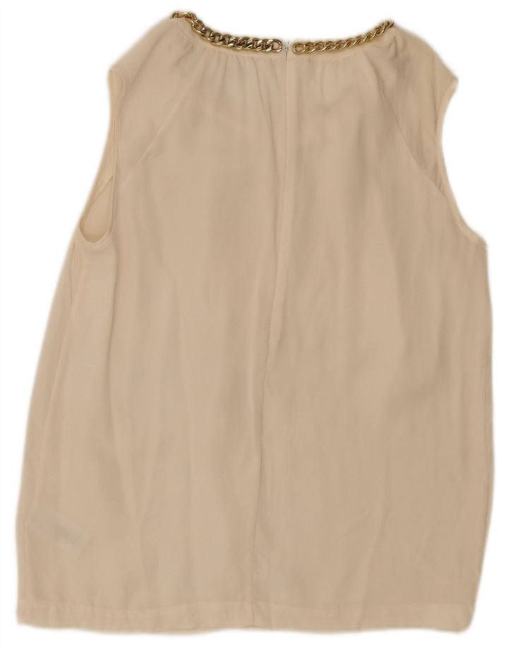 Blusa feminina sem mangas Michael Kors UK 10 pequena seda branca