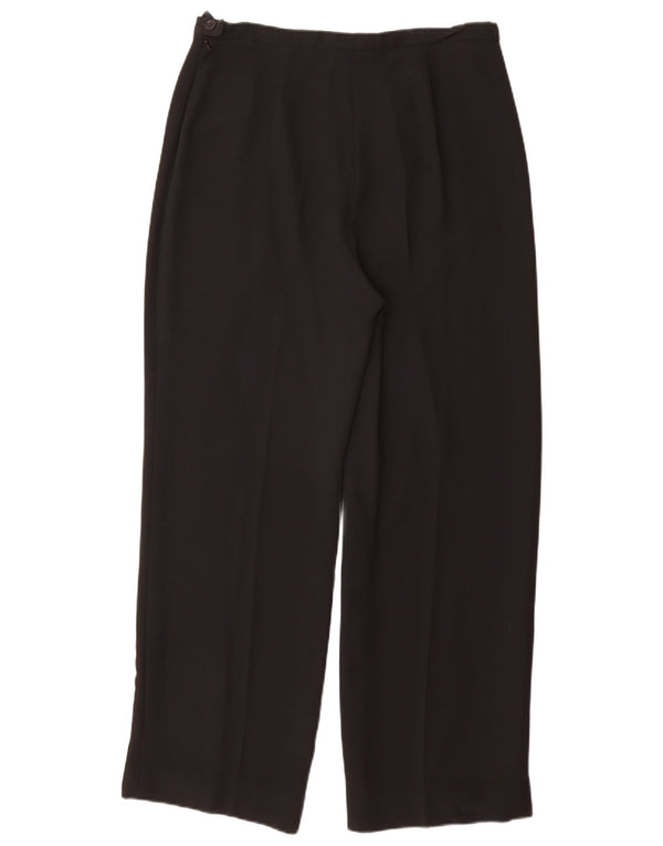 Calça feminina reta casual Max Mara UK 16 grande W32 L30 acetato preto
