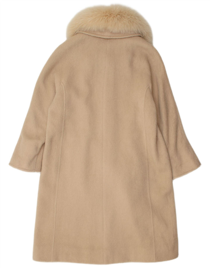 Sobretudo feminino vintage UK 14 caxemira bege médio